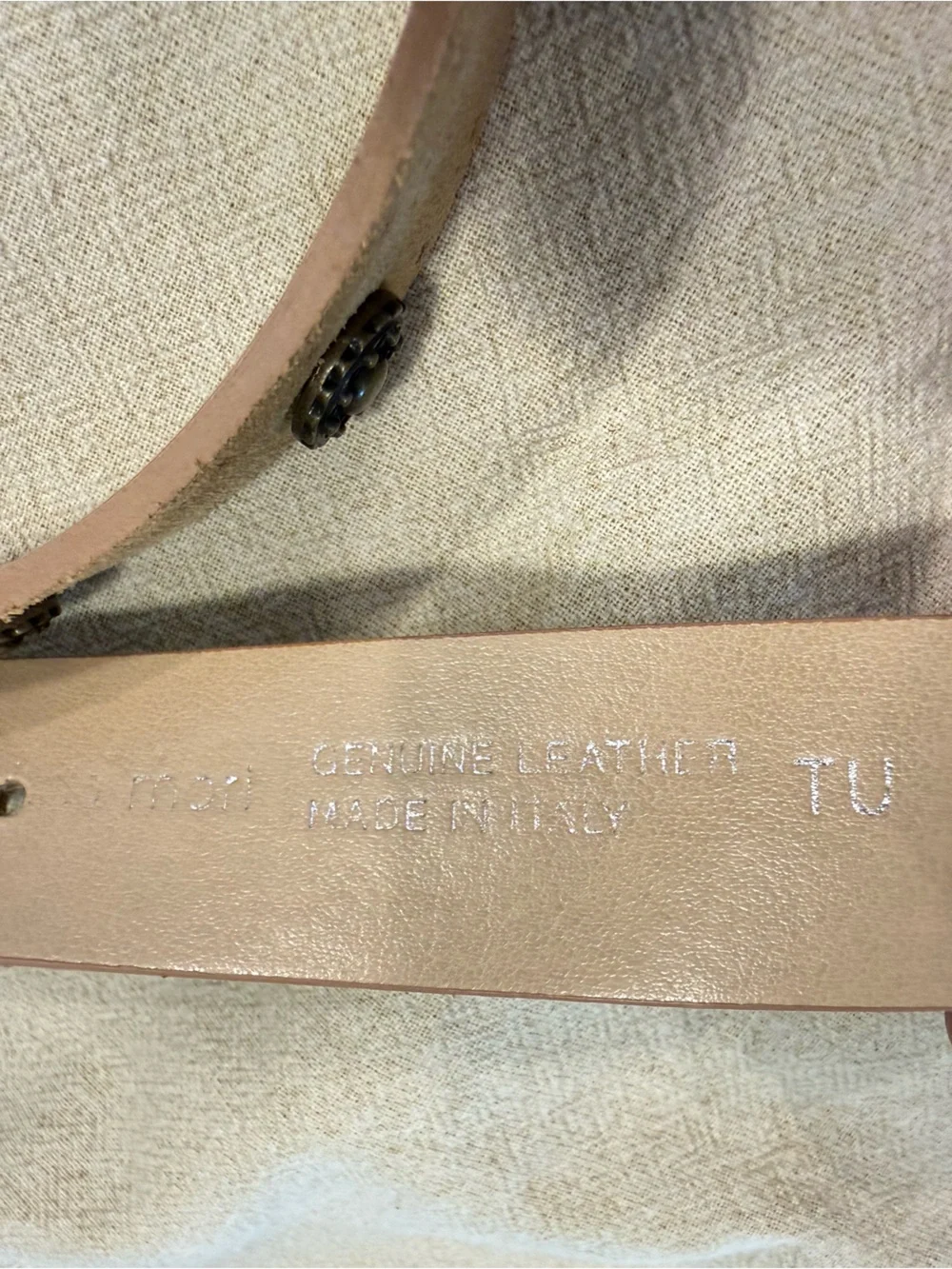 Mori Italian tan leather versatile western metal studded belt 40”
